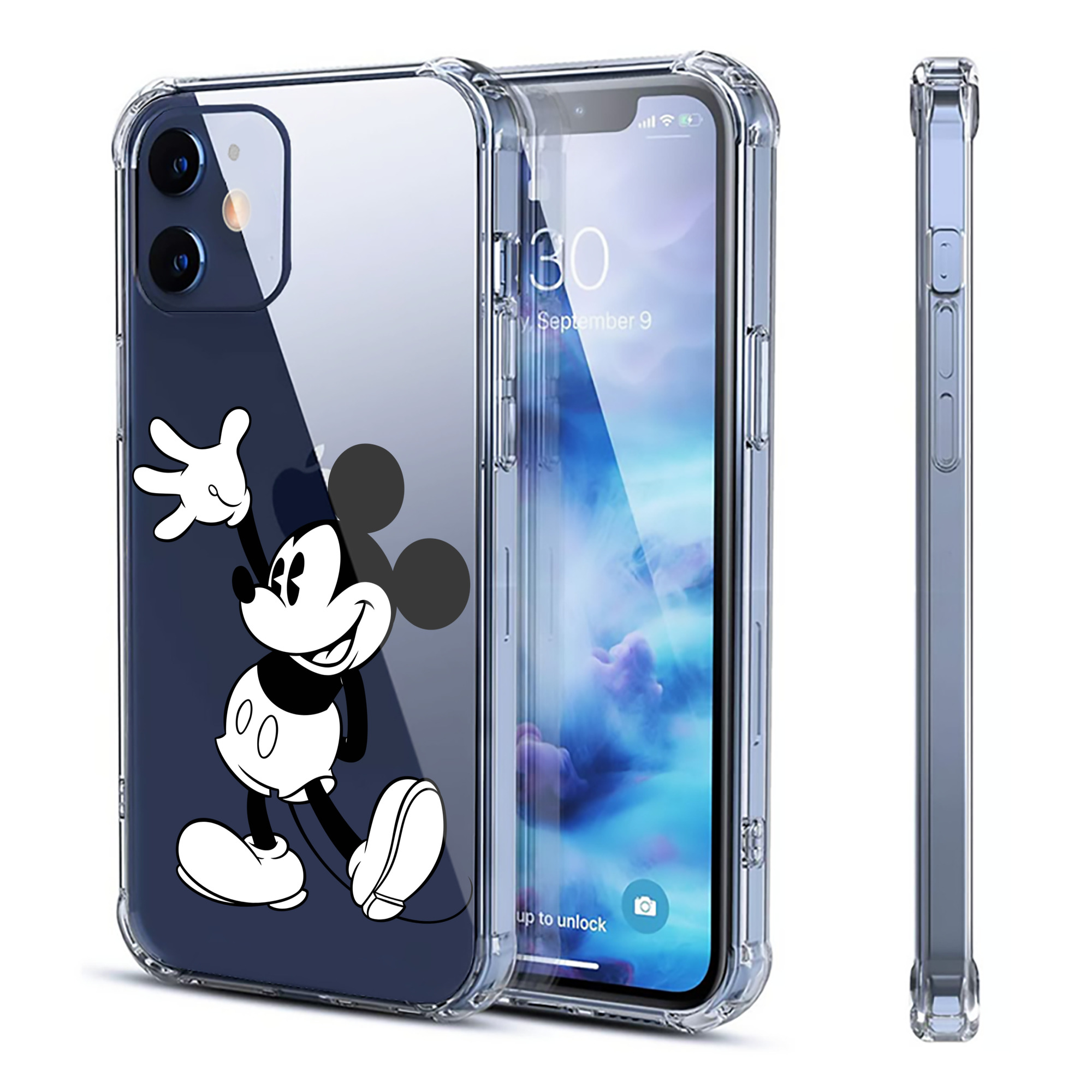 （画像用） ミッキーマウス Mickey Mouse 【iPhone 12シリーズ対応】透明スマホケース（クリアソフトケース）
